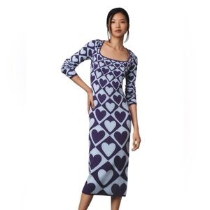 Geo Heart Long Sleeve Midi Sweater Dress